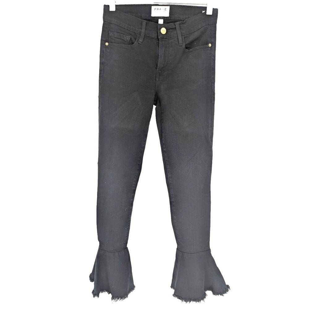 FRAME Jeans Size Tag 25 Black  Flare Cuff  Gothic  Grunge  Geek  Edgy  Hippie